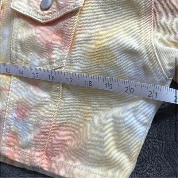 F21 Forever 21 Colorful Cropped Denim Tie Dye Jacket - Picture 8 of 15